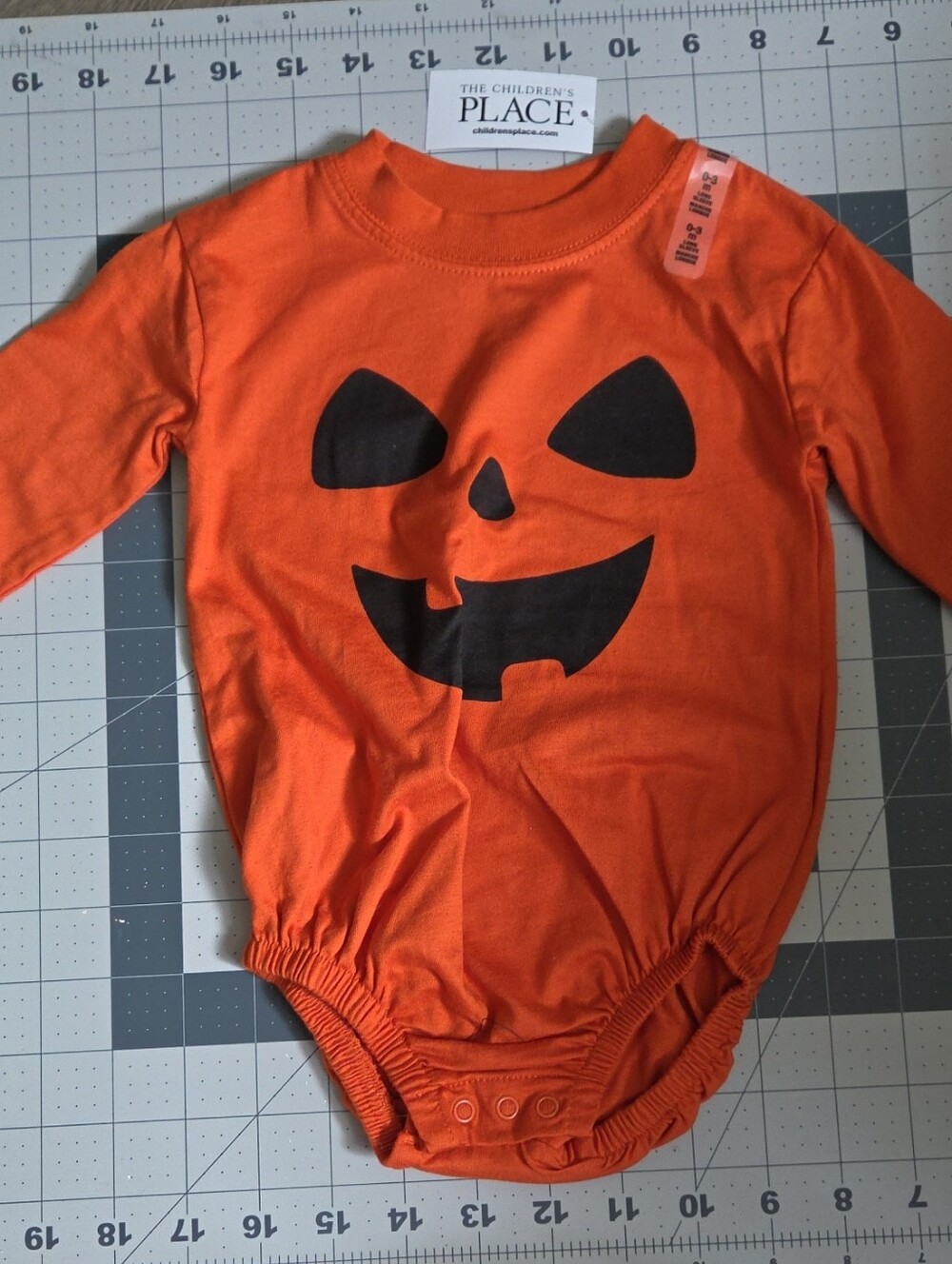 The Children's Place Orange Jack-O'-Lantern Pumpkin Bodysuit